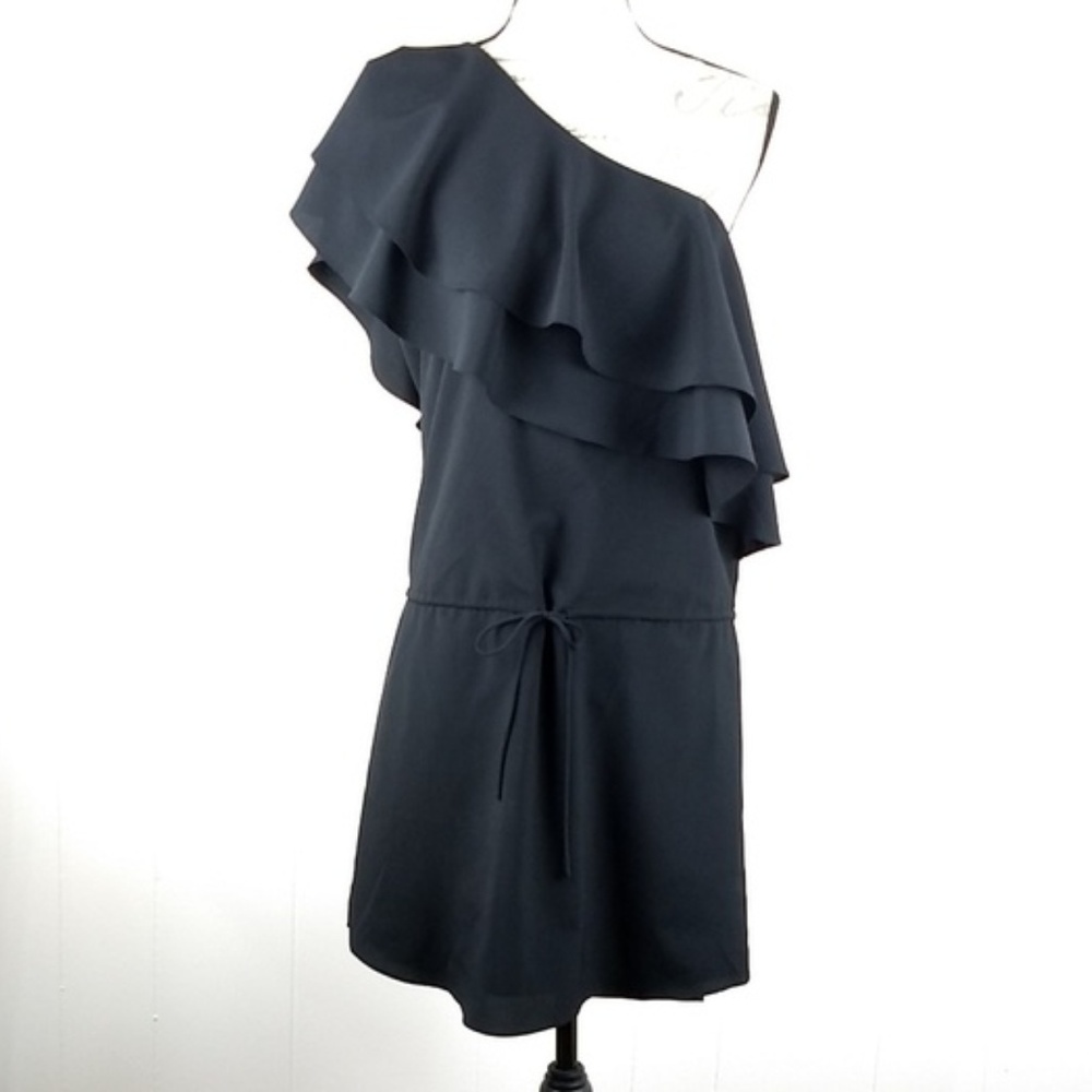 Off Shoulder Black Mini Dress Cinch Waist M